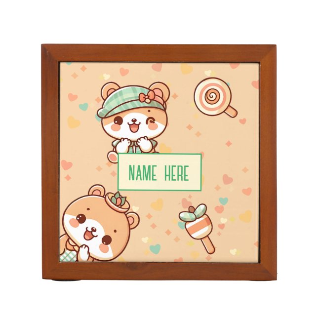 cute kawaii cartoons desk organizer (Front)