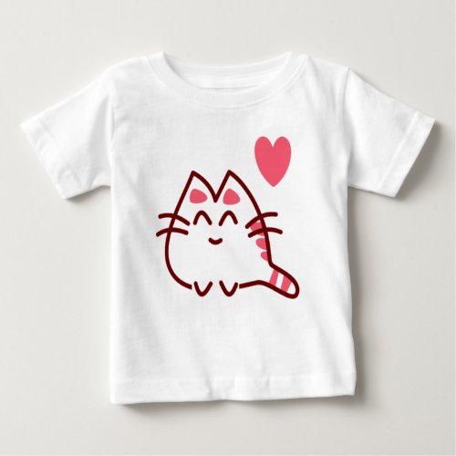 Cute Kawaii Cat and Heart Baby T_Shirt