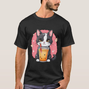 Cute Kawaii Cat Boba Tea Japanese Style Tuxedo Kit T-Shirt
