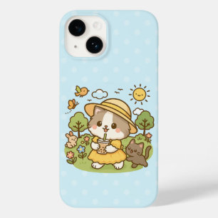Cute Kawaii Cat Bubble Tea Kids Girls Childrens Case-Mate iPhone 14 Case