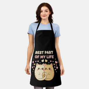 Cute Kawaii Cat Couple in Love Best Part Apron