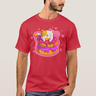 Cute Kawaii Cat Donut Japanese Anime Style Funny  T-Shirt