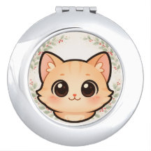 Cute Kawaii Cat Face Compact Mirror
