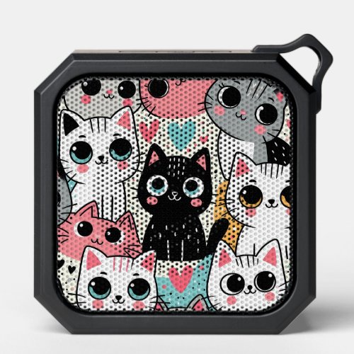 Cute Kawaii Cat Faces and Hearts Whimsical Bluetooth Speaker