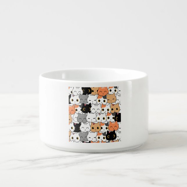 Cute Kawaii Cat Faces Pattern  Bowl (Center)