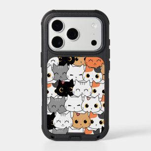 Cute Kawaii Cat Faces Pattern iPhone 17 Pro Case