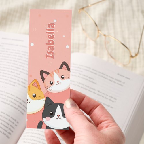 Shop 15 Cute Kawaii Cat Faces Pink Personalized Bookmarks