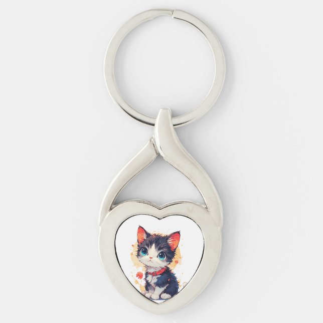 Cute Kawaii Cat for Cat Lovers  Keychain (Front)