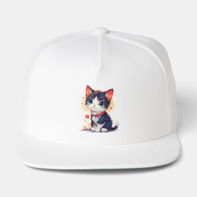 Cute Kawaii Cat for Cat Lovers  Snap Back Hat (Front)