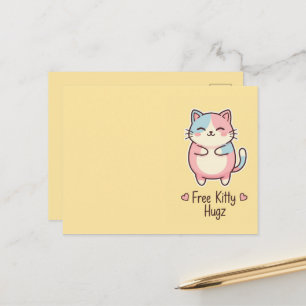 Cute Kawaii Cat Free Pup Hugz Pastel  Postcard