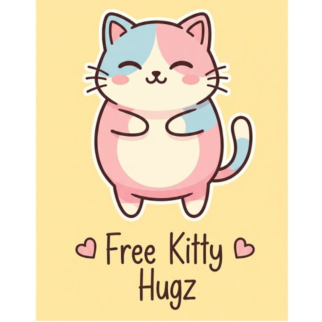 Cute Kawaii Cat Free Pup Hugz Pastel Round Butto Button (Creator Uploaded)