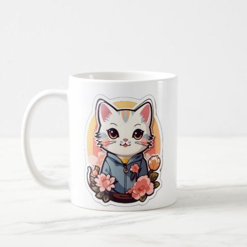 Cute Kawaii Cat Graphic Coffee Mug