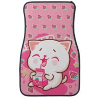 Cat Food Mat Kawaii Cats in PINK Personalized With Cat's Name