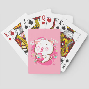 Cute Kawaii Cat Japanese Strawberry Milk Poker Cards