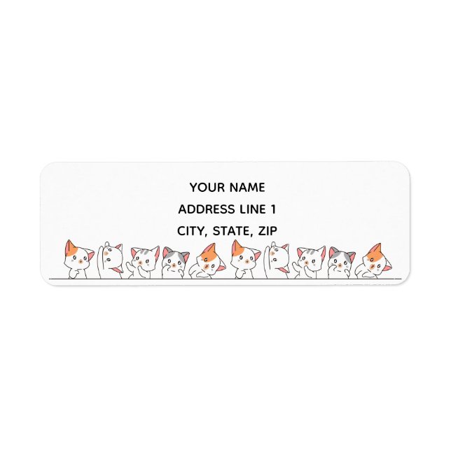 Cute Kawaii Cat Kittens Label (Front)