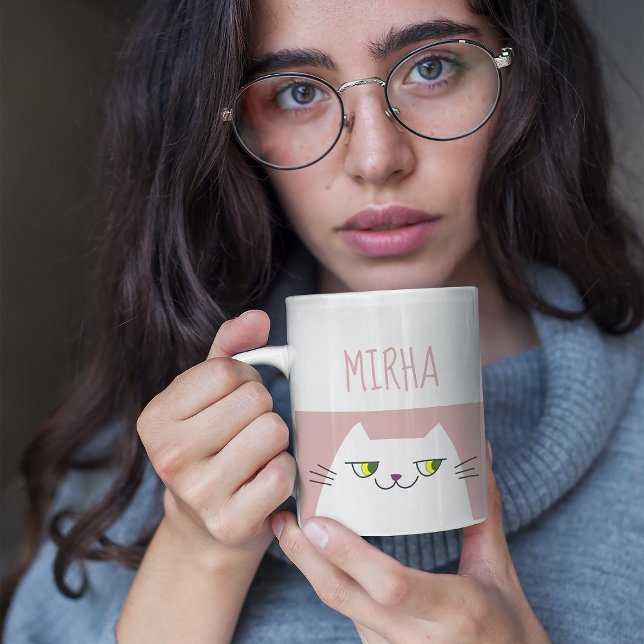 Cute Kawaii Cat Name Mug Minimal Pink Gift (Creator Uploaded)