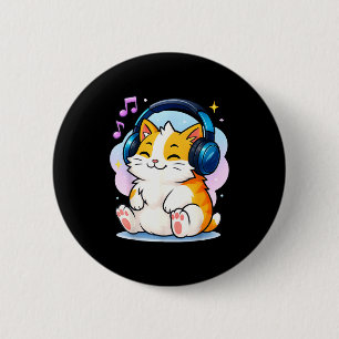 Cute Kawaii Cat Neko Funny Music Kitten Lover K-p Button