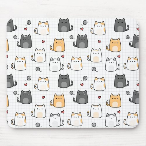 Cute Kawaii Cat Pattern Mouse Pad