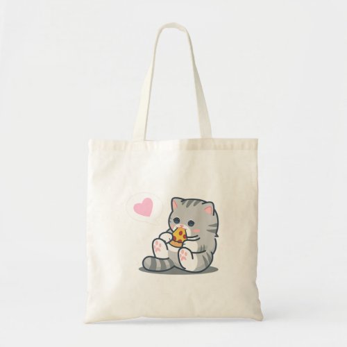 Cute Kawaii Cat Pizza Loverpng Tote Bag
