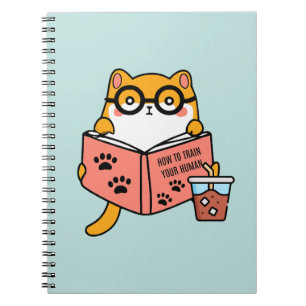 Cute Kawaii cat reading a book