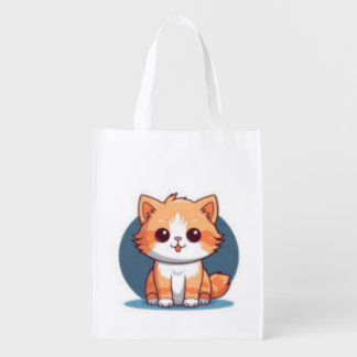 Cute Kawaii Cat Reusable Grocery Bag