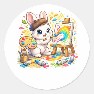 Cute Kawaii Cat T-Shirt | Fantasy Cartoon Kitty Ar Classic Round Sticker