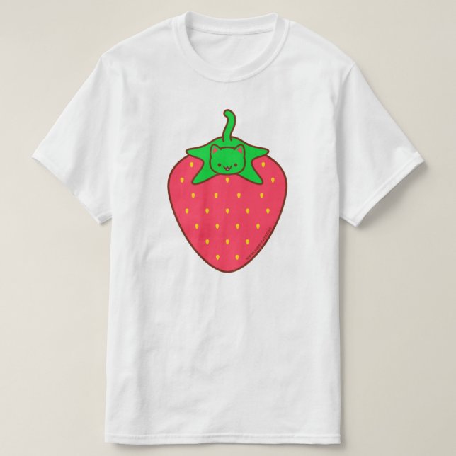 Cute Kawaii Cat T-Shirt - STRAWBERRY CAT (Design Front)