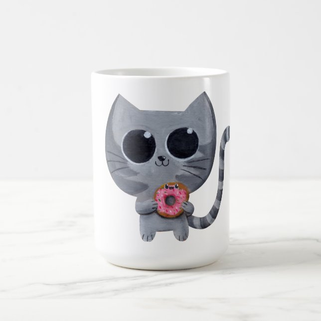 Cute Kawaii Cat with Donut Coffee Mug (Center)