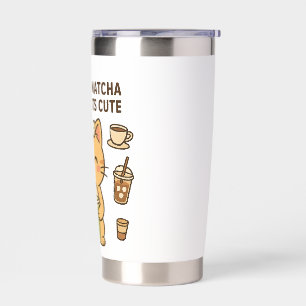 Cute Kawaii Cat with Matcha Green Tea  Insulated Tumbler