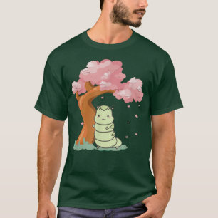 Cute kawaii caterpillar Sakura Cherry Blossom tree T-Shirt