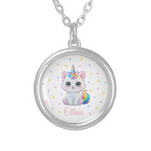 Cute Kawaii Caticorn Round Necklace