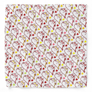 Cute Kawaii Cats and Hearts Pattern Bandana