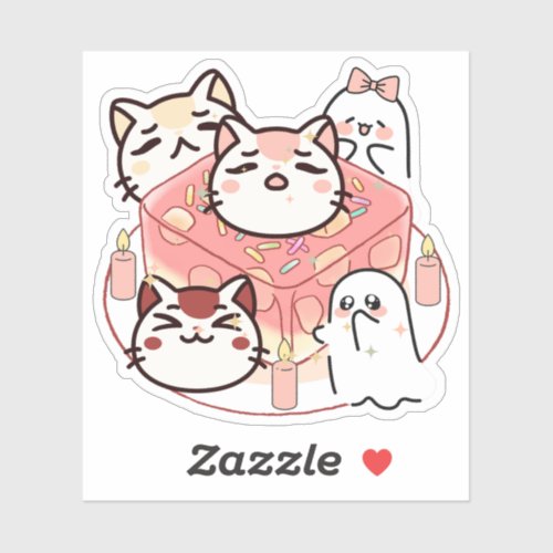 Cute Kawaii Cats and Magical Jelly Ritual Sticker