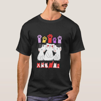 Cute Kawaii Cats and Paws Playful Cat Lover Gift T-Shirt