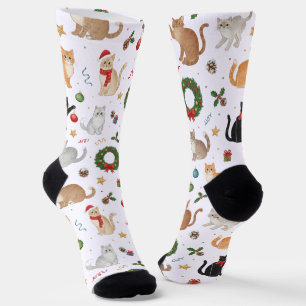 Cute Kawaii Cats & Christmas Decorations Socks