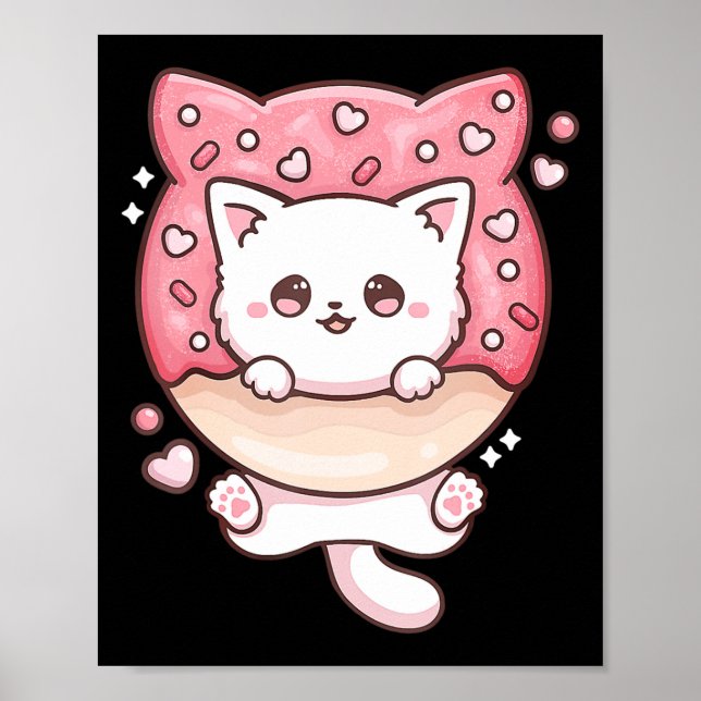 Cute Kawaii Cats Donut Anime Lover Otaku Fun Cats Poster (Front)