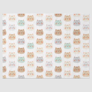 Cute Kawaii Cats Hand-Drawn Illustrations Pastel  Tissue Paper