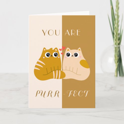 Cute Kawaii Cats in Love Valentines Day Pun Cream Card