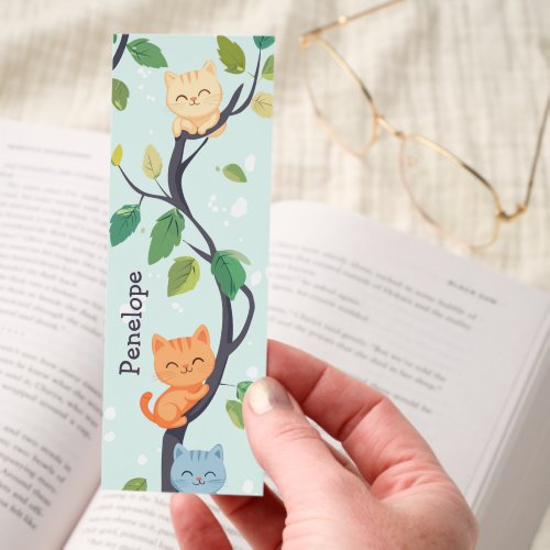 Shop 10 Cute Kawaii Cats In Tree Personalized Bookmark