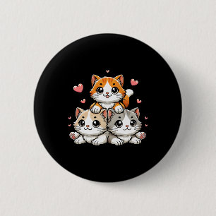 Cute Kawaii Cats Neko Funny Kitten Cat Lover Gift Button