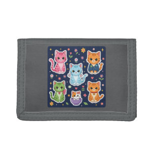 Cute Kawaii Cats Neko Funny Kitten Cat Lover Gift Tri-fold Wallet