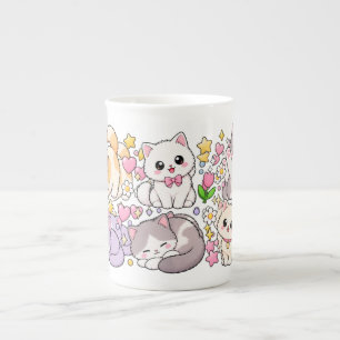 Cute Kawaii Cats – Pastel Colors, Playful & Adorab Bone China Mug