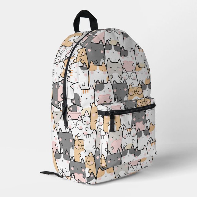 Cute Kawaii Cats Pattern  Printed Backpack (Back Corner Left)