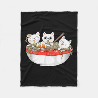 Cute Kawaii Cats Ramen Noodles Anime Japanese Cat Fleece Blanket