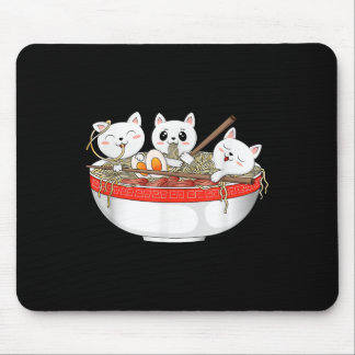 Cute Kawaii Cats Ramen Noodles Anime Japanese Cat Mouse Pad