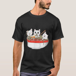 Cute Kawaii Cats Ramen Noodles Anime Japanese Cat T-Shirt