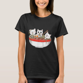 Cute Kawaii Cats Ramen Noodles Anime Japanese Cat T-Shirt