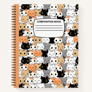 Cute Kawaii cats Spiral Composition  Notebook