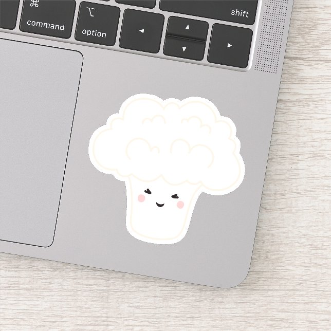 Cute kawaii cauliflower cartoon character sticker (Detail)
