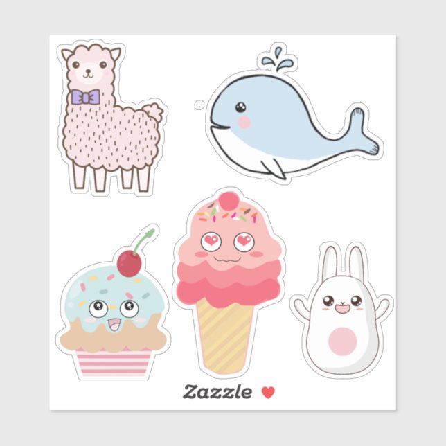Cute Kawaii Characters Sticker (Sheet)